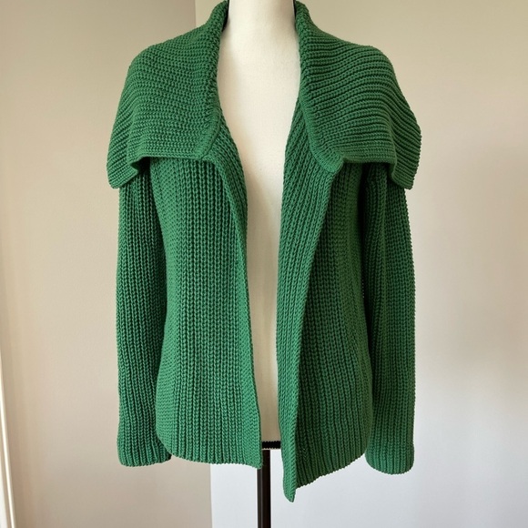 Talbots open front shawl collar heavier weight sweater in green size medium - Picture 6 of 11